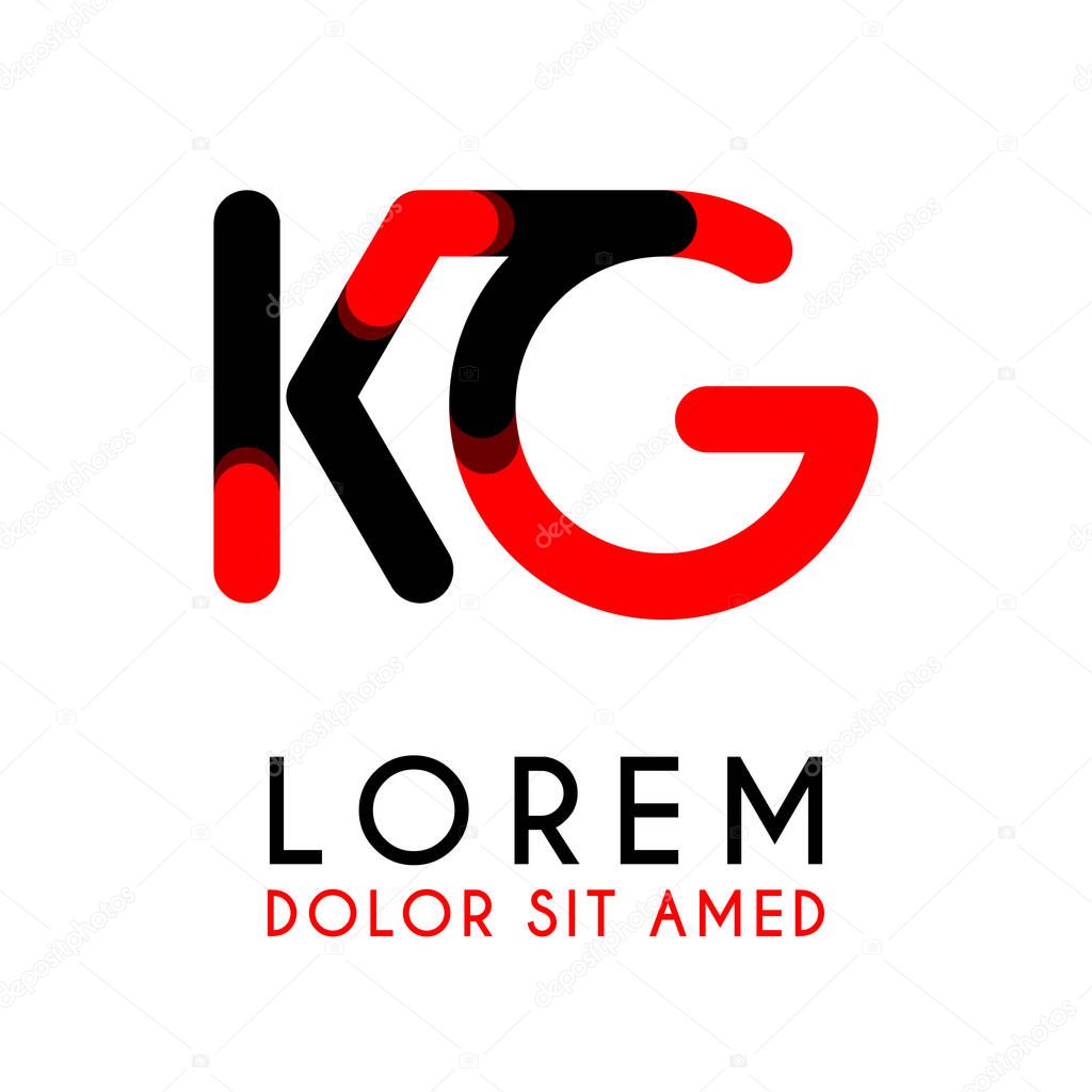 Initial Letter KG with red Black and has rounded corners. alphabet logo design for businesses and companies. with elegant and simple design, can use for business cards, flayers, brochures, identity, initial, letter, media, startup, company, industry