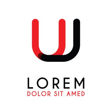 kırmızı Siyah ile ilk Harf Uj ve köşeleri yuvarlak vardır. işletmeler ve şirketler için alfabe logo tasarımı. zarif ve basit tasarımı ile, kartvizit, flayers, broşürler, kimlik, başlangıç, mektup, medya, başlangıç, şirket, sanayi için kullanabilirsiniz