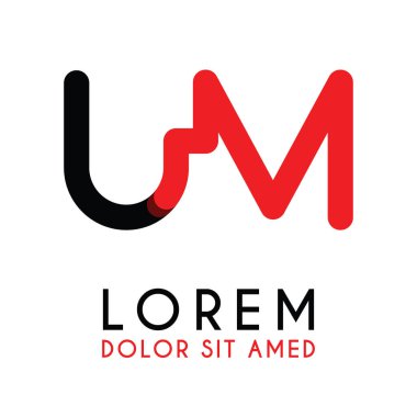 kırmızı Siyah ile ilk Harfi Um ve köşeleri yuvarlak vardır. işletmeler ve şirketler için alfabe logo tasarımı. zarif ve basit tasarımı ile, kartvizit, flayers, broşürler, kimlik, başlangıç, mektup, medya, başlangıç, şirket, sanayi için kullanabilirsiniz