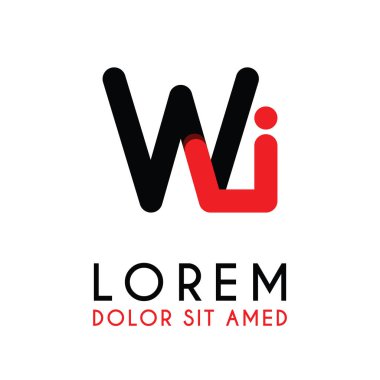 kırmızı Siyah ile ilk Harfi Wi ve köşeleri yuvarlak vardır. işletmeler ve şirketler için alfabe logo tasarımı. zarif ve basit tasarımı ile, kartvizit, flayers, broşürler, kimlik, başlangıç, mektup, medya, başlangıç, şirket, sanayi için kullanabilirsiniz
