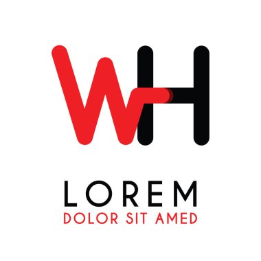 kırmızı Siyah ile ilk Harf Wh ve köşeleri yuvarlak vardır. işletmeler ve şirketler için alfabe logo tasarımı. zarif ve basit tasarımı ile, kartvizit, flayers, broşürler, kimlik, başlangıç, mektup, medya, başlangıç, şirket, sanayi için kullanabilirsiniz