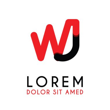 kırmızı Siyah ile ilk Harfi Wj ve köşeleri yuvarlak vardır. işletmeler ve şirketler için alfabe logo tasarımı. zarif ve basit tasarımı ile, kartvizit, flayers, broşürler, kimlik, başlangıç, mektup, medya, başlangıç, şirket, sanayi için kullanabilirsiniz