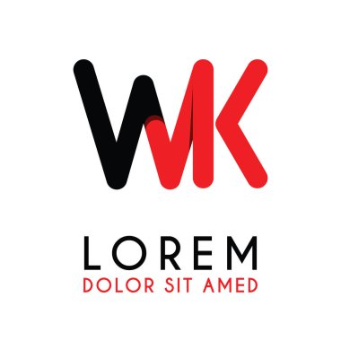 kırmızı Siyah ile ilk Harfi Wk ve köşeleri yuvarlak vardır. işletmeler ve şirketler için alfabe logo tasarımı. zarif ve basit tasarımı ile, kartvizit, flayers, broşürler, kimlik, başlangıç, mektup, medya, başlangıç, şirket, sanayi için kullanabilirsiniz