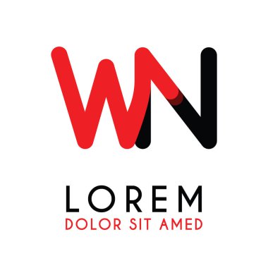 kırmızı Siyah ile ilk Harfi Wn ve köşeleri yuvarlak vardır. işletmeler ve şirketler için alfabe logo tasarımı. zarif ve basit tasarımı ile, kartvizit, flayers, broşürler, kimlik, başlangıç, mektup, medya, başlangıç, şirket, sanayi için kullanabilirsiniz