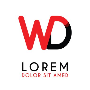 kırmızı Siyah ile ilk Harfi Wd ve köşeleri yuvarlak vardır. işletmeler ve şirketler için alfabe logo tasarımı. zarif ve basit tasarımı ile, kartvizit, flayers, broşürler, kimlik, başlangıç, mektup, medya, başlangıç, şirket, sanayi için kullanabilirsiniz