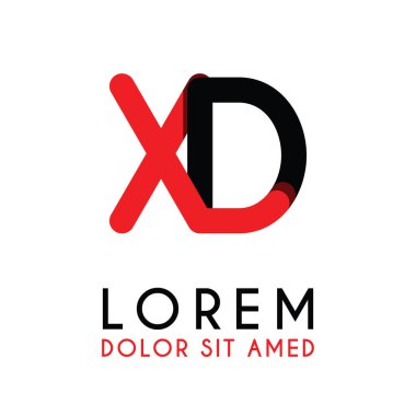 kırmızı Siyah ile ilk Harfi Xd ve köşeleri yuvarlak vardır. işletmeler ve şirketler için alfabe logo tasarımı. zarif ve basit tasarımı ile, kartvizit, flayers, broşürler, kimlik, başlangıç, mektup, medya, başlangıç, şirket, sanayi için kullanabilirsiniz