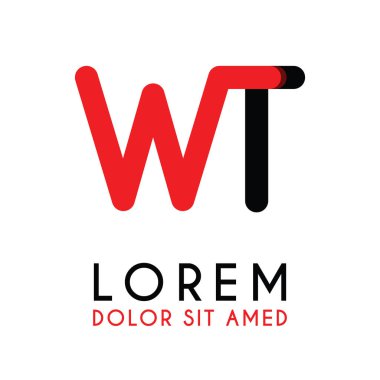 kırmızı Siyah ile ilk Harfi Wt ve köşeleri yuvarlak vardır. işletmeler ve şirketler için alfabe logo tasarımı. zarif ve basit tasarımı ile, kartvizit, flayers, broşürler, kimlik, başlangıç, mektup, medya, başlangıç, şirket, sanayi için kullanabilirsiniz
