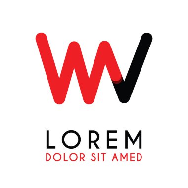 kırmızı Siyah ile ilk Harfi Wv ve köşeleri yuvarlak vardır. işletmeler ve şirketler için alfabe logo tasarımı. zarif ve basit tasarımı ile, kartvizit, flayers, broşürler, kimlik, başlangıç, mektup, medya, başlangıç, şirket, sanayi için kullanabilirsiniz