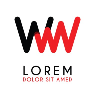 kırmızı Siyah ile ilk Letter Ww ve köşeleri yuvarlak vardır. işletmeler ve şirketler için alfabe logo tasarımı. zarif ve basit tasarımı ile, kartvizit, flayers, broşürler, kimlik, başlangıç, mektup, medya, başlangıç, şirket, sanayi için kullanabilirsiniz