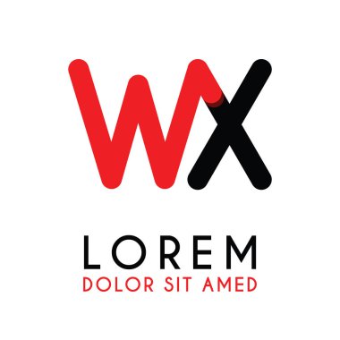 kırmızı Siyah ile ilk Harfi Wx ve köşeleri yuvarlak vardır. işletmeler ve şirketler için alfabe logo tasarımı. zarif ve basit tasarımı ile, kartvizit, flayers, broşürler, kimlik, başlangıç, mektup, medya, başlangıç, şirket, sanayi için kullanabilirsiniz