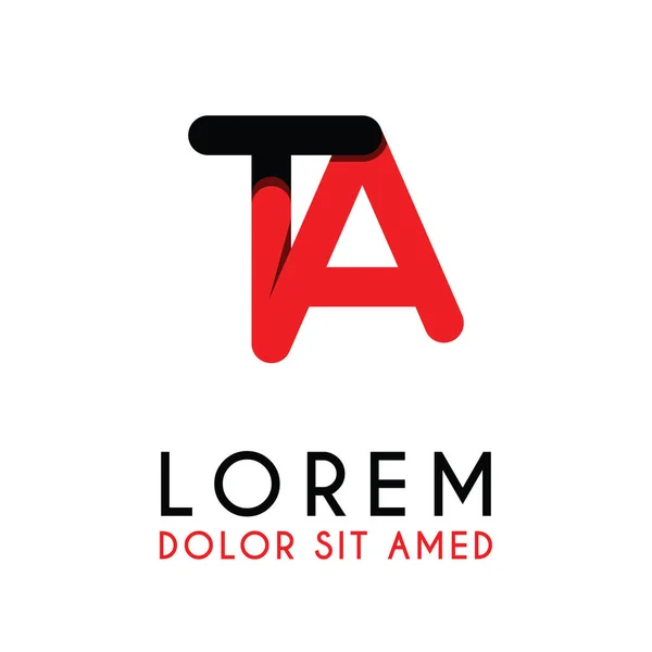 Carta Inicial Com Vermelho Preto Tem Cantos Arredondados Design Logotipo — Vetor de Stock