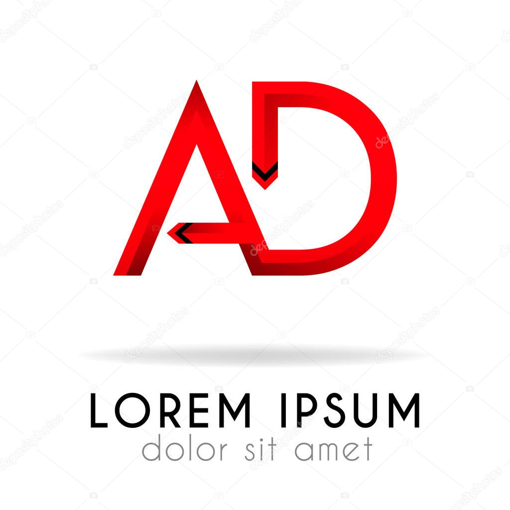 Ribbon logo in dark red gradation with AD Letter. can also be used for company logos, websites, organizations. Communities, SMEs, consultants