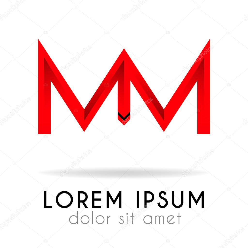 Ribbon logo in dark red gradation with MM Letter. can also be used for company logos, websites, organizations. Communities, SMEs, consultants