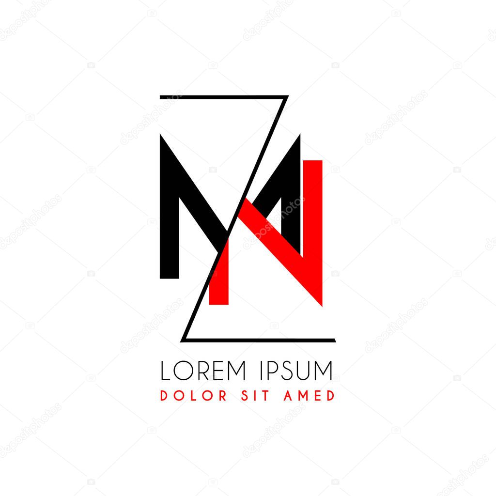 MN logo letter separated by a black zigzag line. can also be used for company logos, websites, organizations. Communities, SMEs, consultants