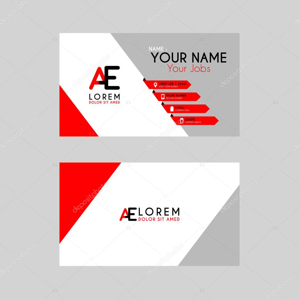 Simple Business Card with initial letter AE rounded edges. EA logo can be used for marketing, advertising, promotion, company logo, identification, business card, banner, flayer, post, office agency.