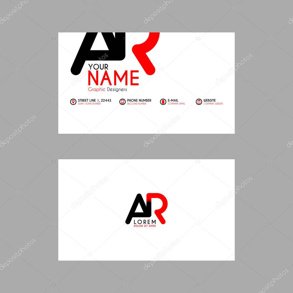Simple Business Card with initial letter AR rounded edges. RA logo can be used for marketing, advertising, promotion, company logo, identification, business card, banner, flayer, post, office agency.
