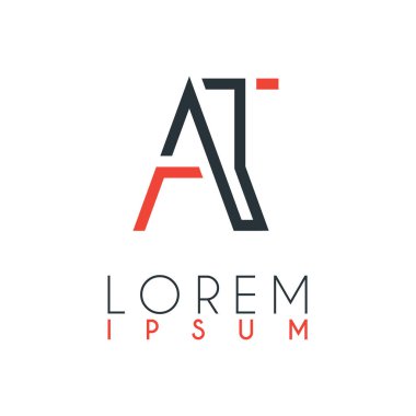 A harfi ile T harfi arasındaki logo veya belirli bir mesafe ile at ve turuncu ve gri renk ile bağlı. pazarlama, reklam, promosyon, şirket logosu, kart, afiş, flayer için kullanılabilir