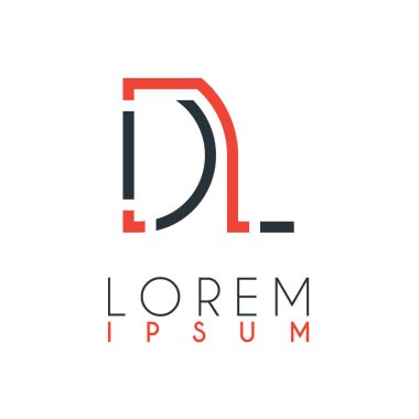 D harfi ile L veya Dl harfi arasındaki logo belirli bir mesafede ve turuncu ve gri renkle bağlanmış
