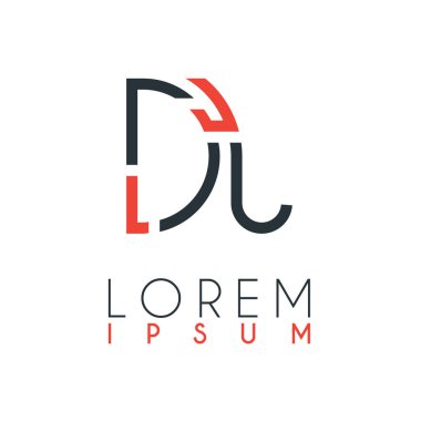 D harfi ile J harfi veya Dj harfi arasındaki logo belirli bir mesafeile turuncu ve gri renkle bağlanır