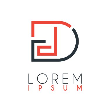 E harfi ile D harfi veya Ed harfi arasındaki logo belirli bir mesafe ile turuncu ve gri renkle bağlanır