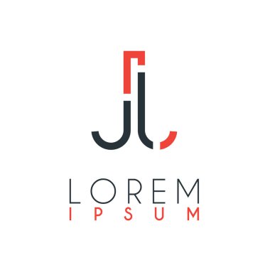 J harfi ile J harfi veya Jj harfi arasındaki logo belirli bir mesafe ile turuncu ve gri renkile bağlanmış