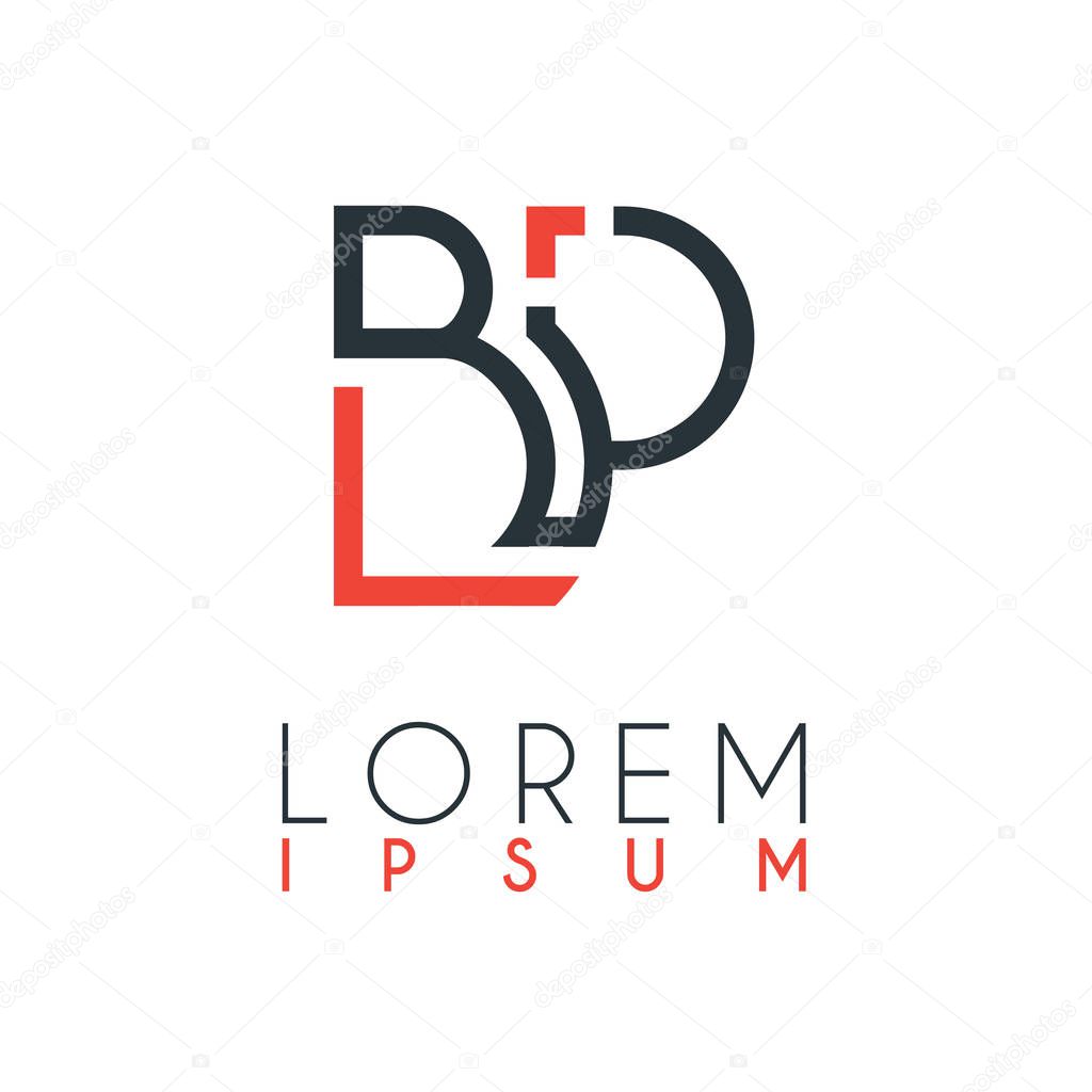 The logo between the letter B and letter P or BP with a certain distance and connected by orange and gray color