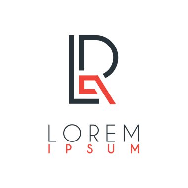 L harfi ile R veya Lr harfi arasındaki logo belirli bir mesafeile turuncu ve gri renkle bağlanır