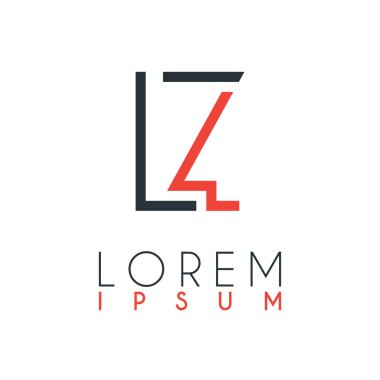 L harfi ile Z veya Lz harfi arasındaki logo belirli bir mesafeile turuncu ve gri renkle bağlanır