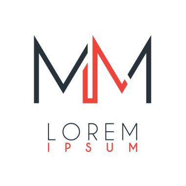 M harfi ile M veya Mm harfi arasındaki logo belirli bir mesafeile turuncu ve gri renkle bağlanır
