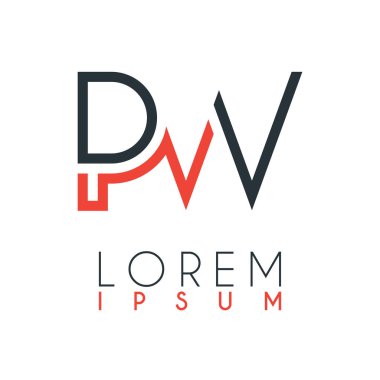 P harfi ile W harfi veya Pw harfi arasındaki logo belirli bir mesafeile turuncu ve gri renkle bağlanır