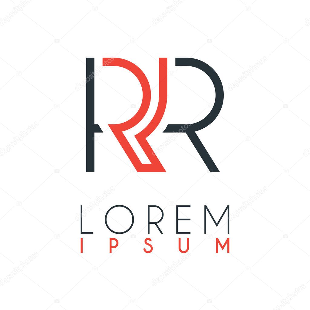 The logo between the letter R and letter R or RR with a certain distance and connected by orange and gray color. Logo design  can be used for identity, company initials, organizations, agencies and banner,  web page, website, homepage, mobile apps.