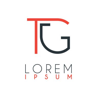 T harfi ile G harfi arasındaki logo veya Tg belirli bir uzaklığa sahip ve turuncu ve gri renkle birbirine bağlı.