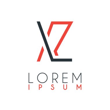 X harfi ve Z harfi ile Xz harfi arasındaki logo belirli bir uzaklığa ve turuncu ve gri renklere bağlıdır.