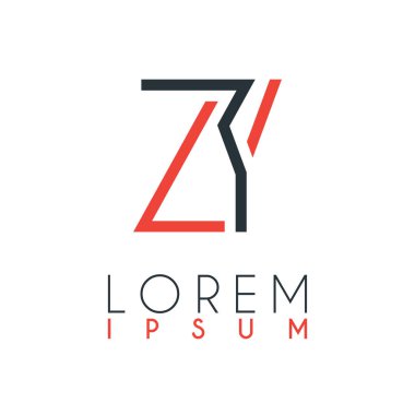 Z ve Y harfleri arasındaki logo belirli bir uzaklığa sahip ve turuncu ve gri renklerle birbirine bağlı.