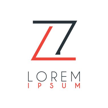 Z ve Z harfleri arasındaki logo belirli bir uzaklığa sahip ve turuncu ve gri renklerle birbirine bağlı.