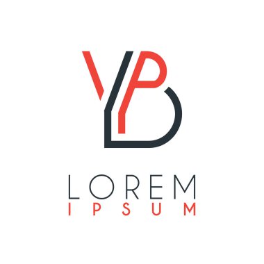 Y ve B harfleri arasındaki logo belirli bir uzaklığa sahip ve turuncu ve gri renklerle birbirine bağlı.