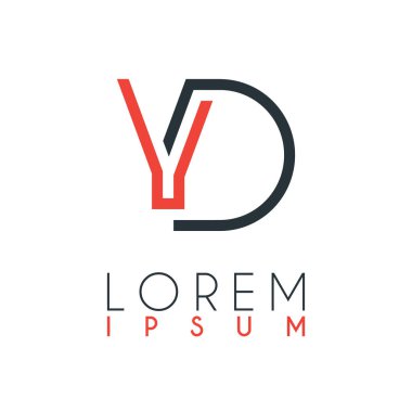 Y ve D harfleri arasındaki logo belirli bir uzaklığa sahip ve turuncu ve gri renklerle birbirine bağlı.