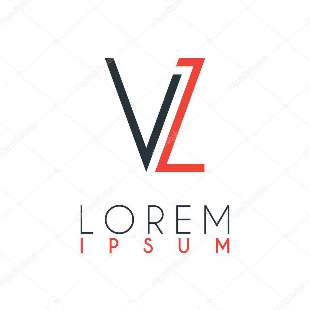 The logo between the letter V and letter L or VL with a certain distance and connected by orange and gray color