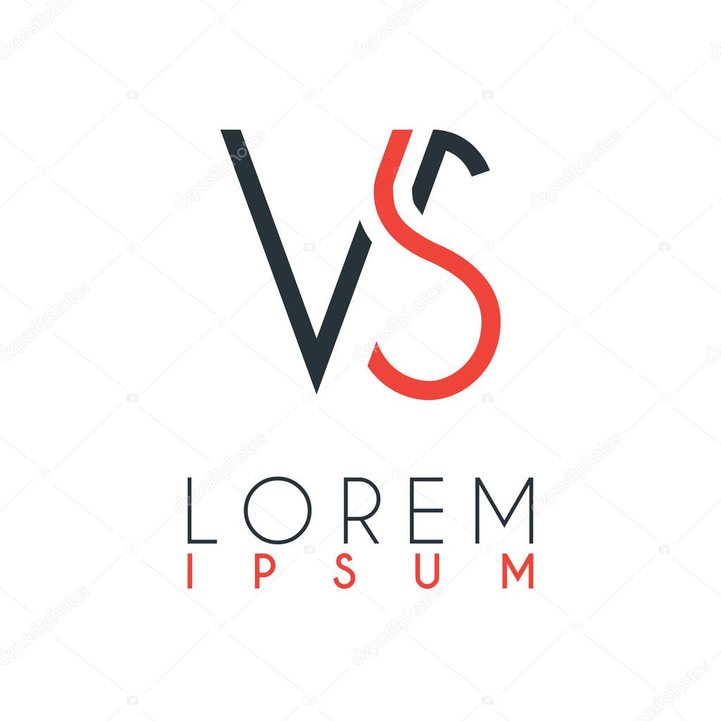 The logo between the letter V and letter S or VS with a certain distance and connected by orange and gray color