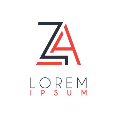 Z harfi ile A harfi ya da Za harfi arasındaki logo belli bir uzaklığa sahip ve turuncu ve gri renklerle birbirine bağlı.