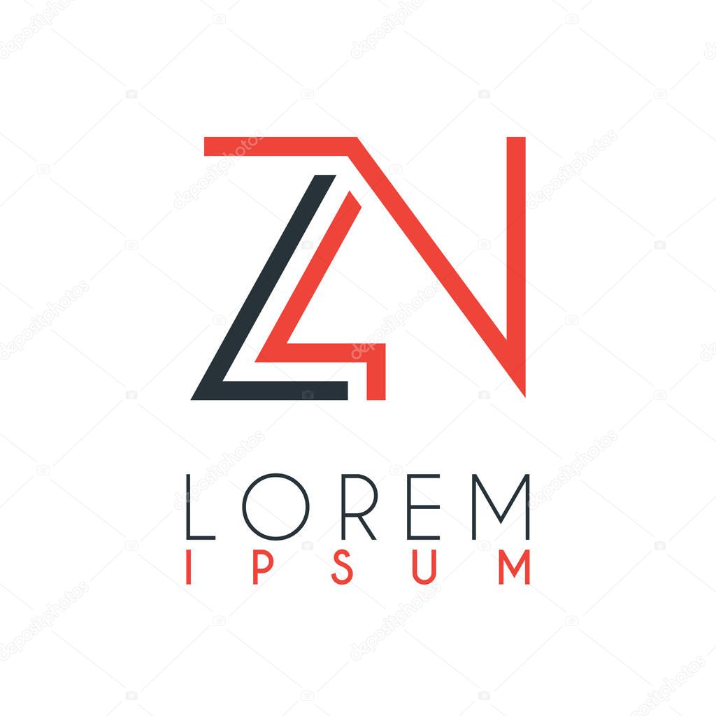 The logo between the letter Z and letter N or ZN with a certain distance and connected by orange and gray color