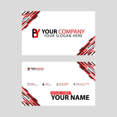 Horizontal name card with BY logo Letter and simple red black, edge decoration .YB Logo can be used for marketing, advertising, promotion, company logo, identification, business card, banner, flaye vector