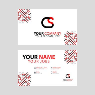 Kenarında kutu süslemesi olan C harfi ve modern ve yatay desenli bonus bir kartvizit..