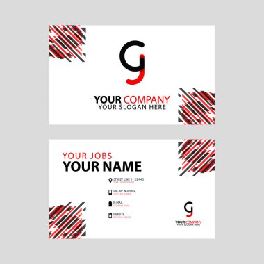 Kenarında kutu süslemesi olan CJ logosu ve modern ve yatay desenli bonus bir kartvizit..