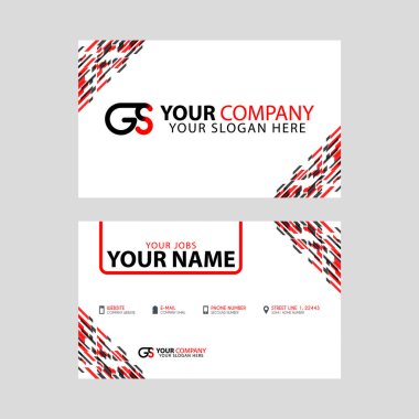 Modern basit yatay tasarım kartvizitleri. İçinde G logosu ve şeffaf kırmızı siyah rengi olan..