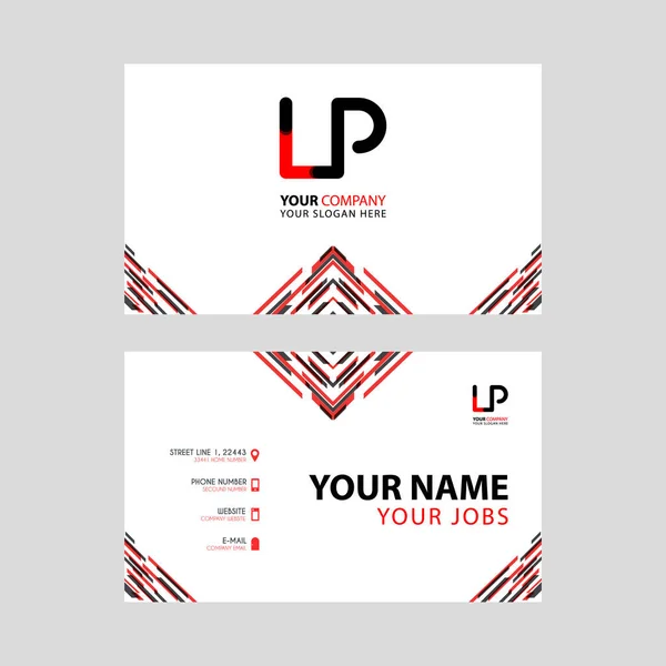Horizontal Name Card Logo Letter Simple Red Black Triangular Decoration — Stock Vector