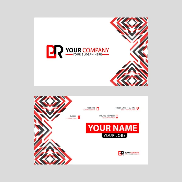 Modern business card templates, with PR logo Letter and horizontal design and red and black colors. RP Logo template