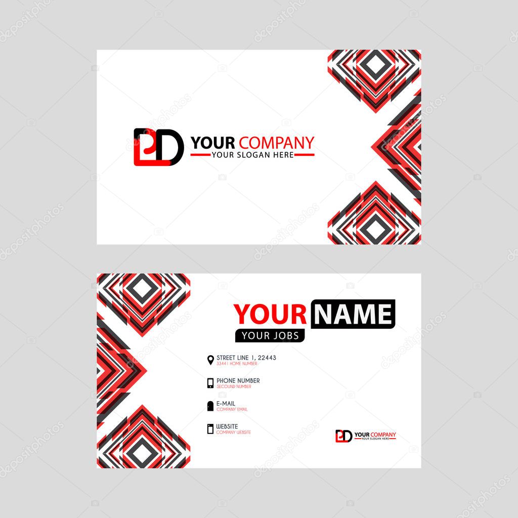 Modern Business Card Templates With Pd Logo Letter And Horizontal Design And Red And Black Colors Dp Logo Template Larastock