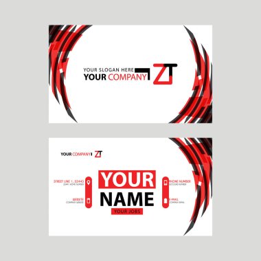 Modern kart şablonları, Zt logosu Harf ve yatay tasarım ve kırmızı ve siyah renkler.