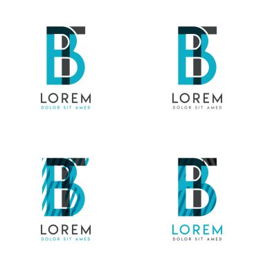 Soyut modern grafik tasarımlarından oluşan BT Logosu. Mavi ve gri çizgiler ve noktalarla. Bu logo şirketler, şirketler ve ayrıca el ilanları, afişler, kartlar ve antetli kağıtlar için de uygundur..
